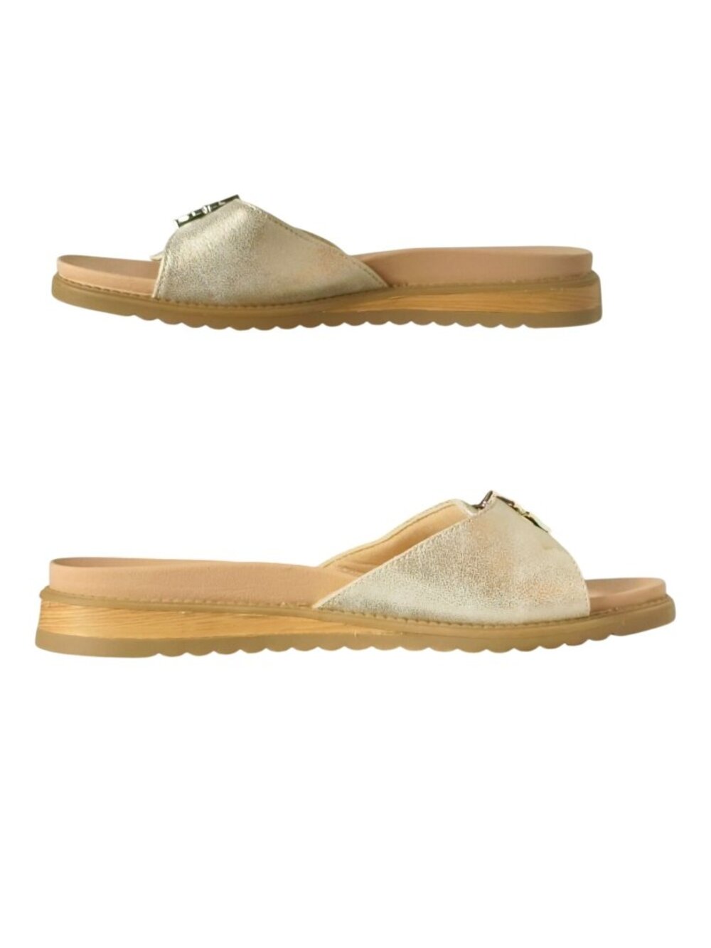Dr. Scholls Womens 6 Buckle Slide Sandals Island Icon Gold Metallic Comfy NEW - Picture 7 of 7